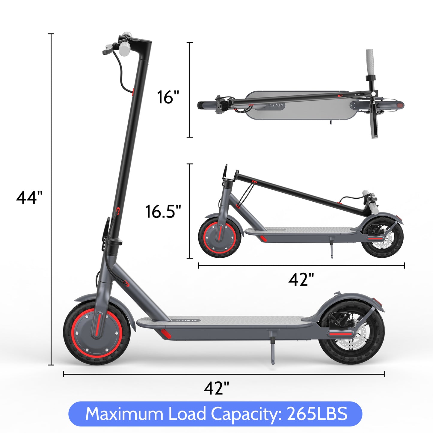 FLYPKIN FK007 350W Motor Electric Scooter,19 MPH Top Speed, 21-Mile Range, 8.5”Wear-resistant Solid Tires, Foldable & Lightweight for Commuting