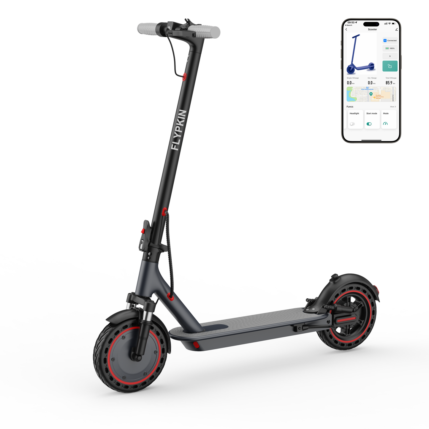 Adult Electric Scooter with 10" Tires & Dual Suspension – 500W Motor, 22 MPH Top Speed, Up to 22 Miles Range, Foldable Design, App Enabled