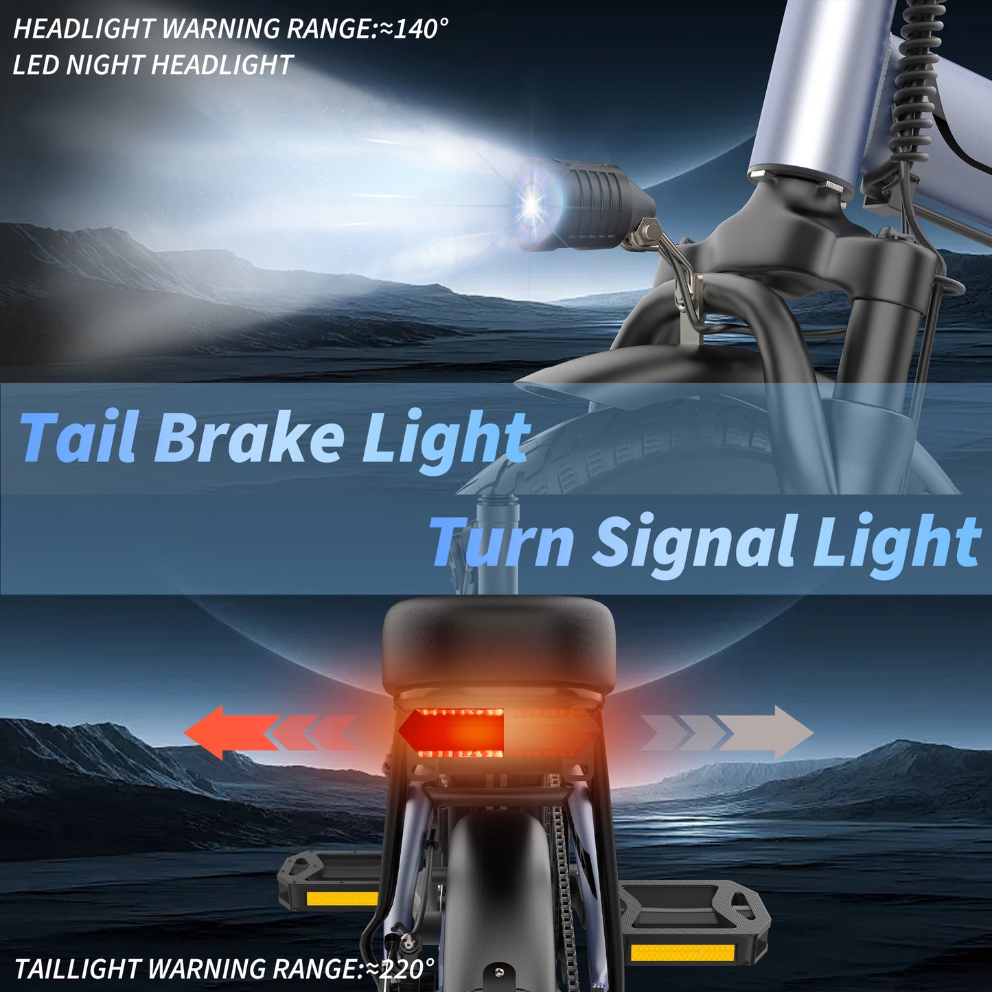 Foldable Electric Bike for Adults and Teens,14 Inch Tire 500W Rear Wheel Drive Motor with 48V 10.4Ah Removable Lithium Battery Two Seats UL2849