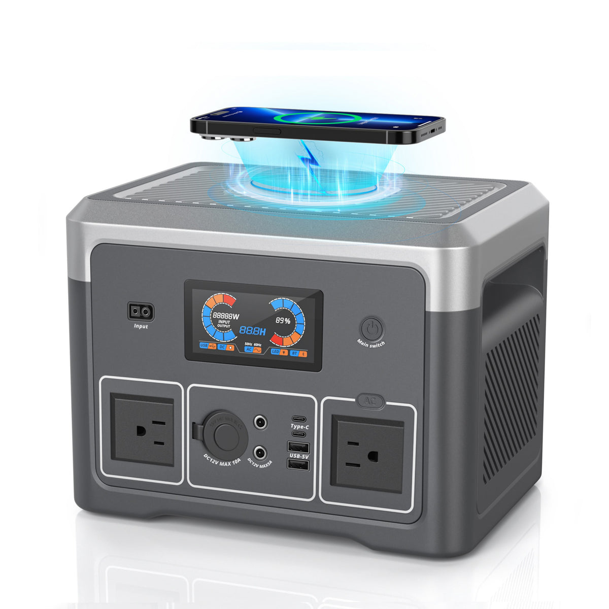 Akiisolo GO2X Portable Power Station 665.6Wh, 600W/1800W, UPS, Bluetooth Speaker, Solar Charger for Camping & Emergency