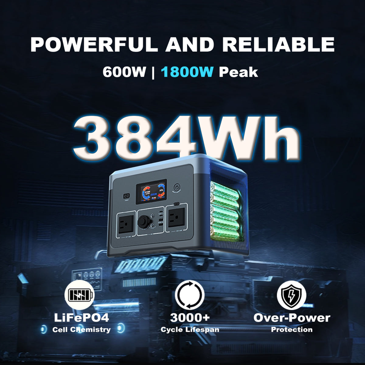 Akiisolo GO2X Portable Power Station 665.6Wh, 600W/1800W, UPS, Bluetooth Speaker, Solar Charger for Camping & Emergency