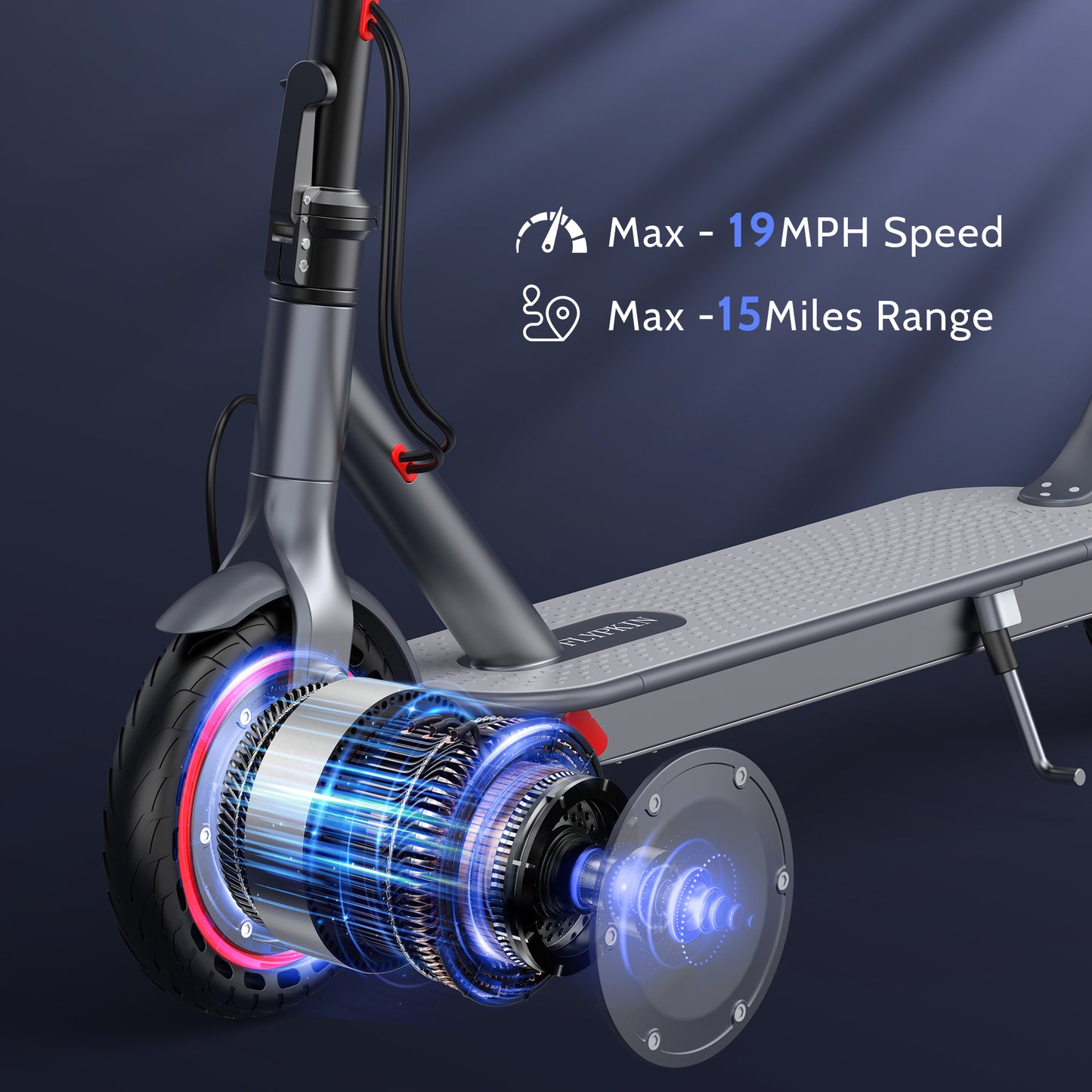 FLYPKIN FK007 350W Motor Electric Scooter,19 MPH Top Speed, 21-Mile Range, 8.5”Wear-resistant Solid Tires, Foldable & Lightweight for Commuting