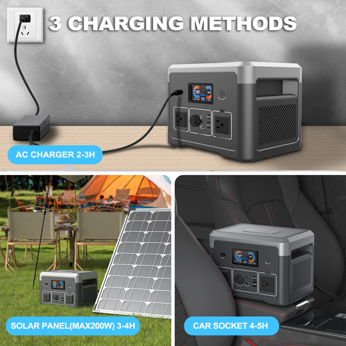 Akiisolo GO2X Portable Power Station 665.6Wh, 600W/1800W, UPS, Bluetooth Speaker, Solar Charger for Camping & Emergency