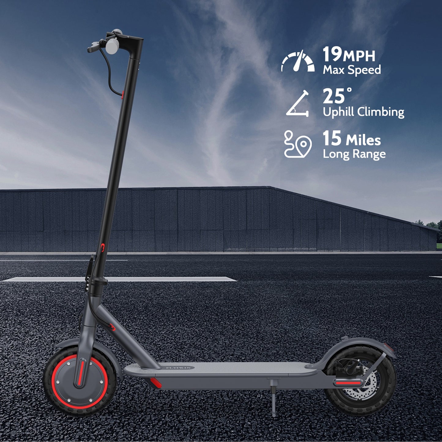 FLYPKIN FK007 350W Motor Electric Scooter,19 MPH Top Speed, 21-Mile Range, 8.5”Wear-resistant Solid Tires, Foldable & Lightweight for Commuting