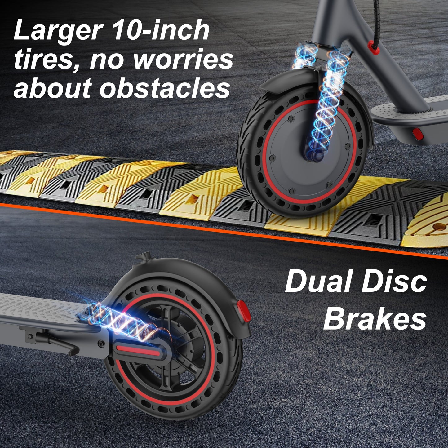 Adult Electric Scooter with 10" Tires & Dual Suspension – 500W Motor, 22 MPH Top Speed, Up to 22 Miles Range, Foldable Design, App Enabled