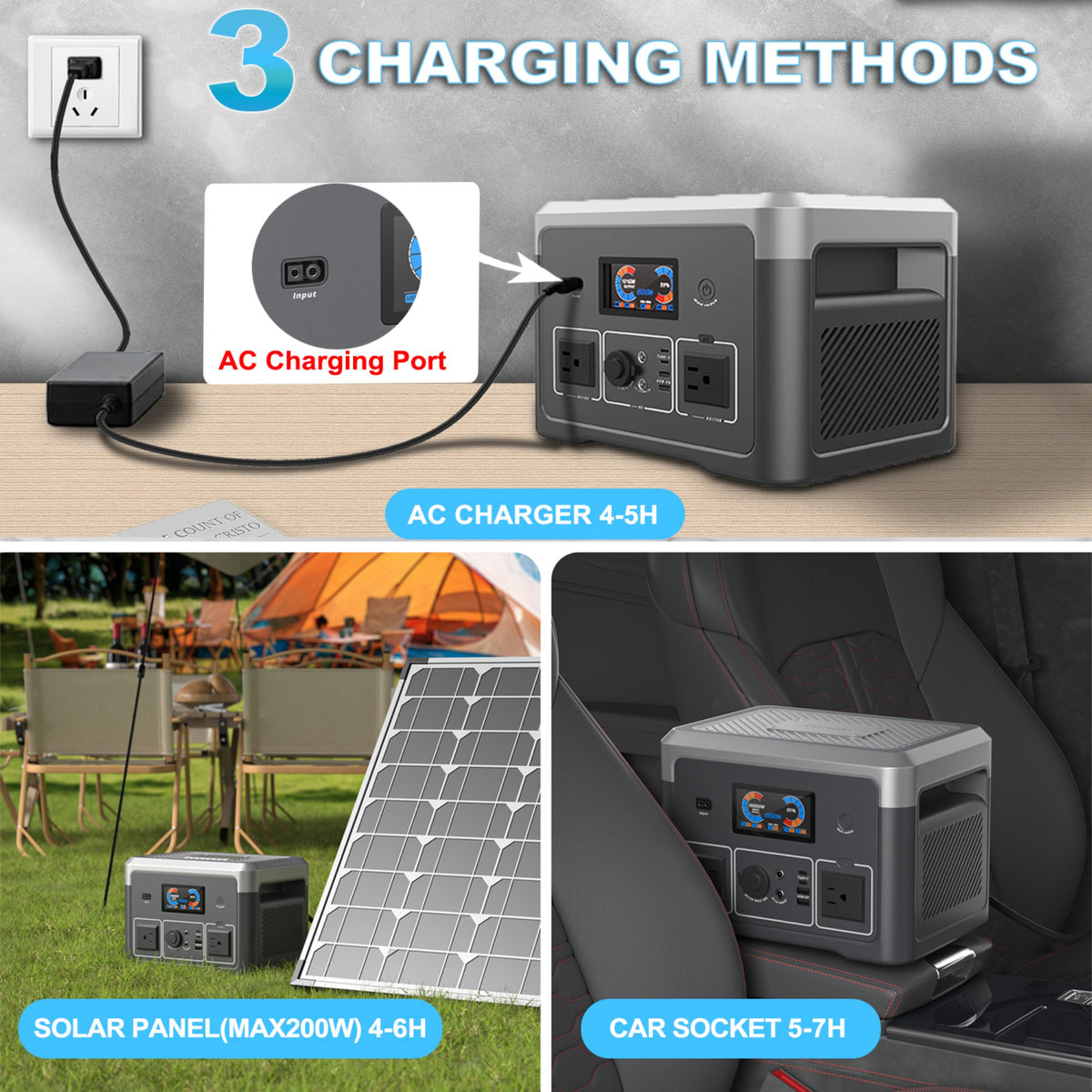 Akiisolo GO2X Portable Power Station 665.6Wh, 600W/1800W, UPS, Bluetooth Speaker, Solar Charger for Camping & Emergency