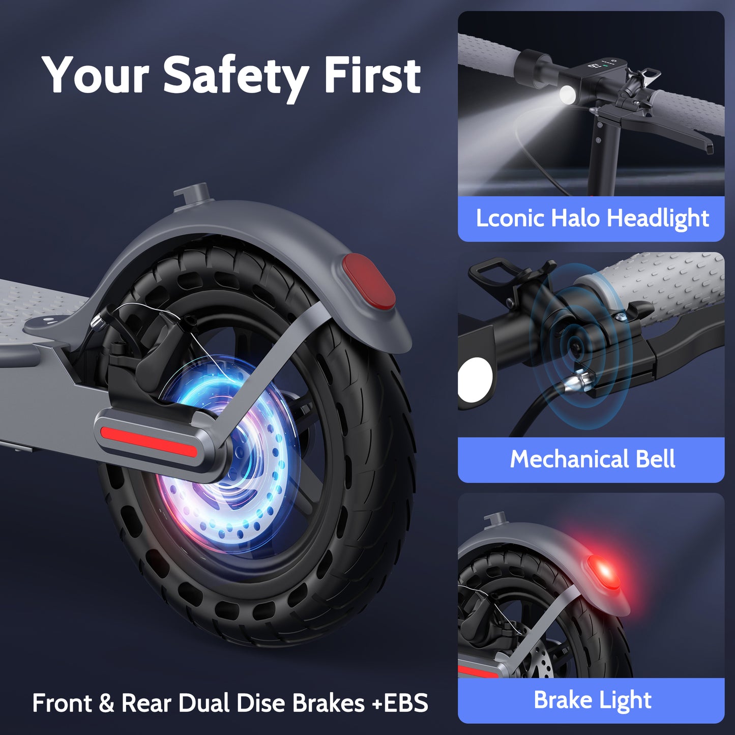 FLYPKIN FK007 350W Motor Electric Scooter,19 MPH Top Speed, 21-Mile Range, 8.5”Wear-resistant Solid Tires, Foldable & Lightweight for Commuting
