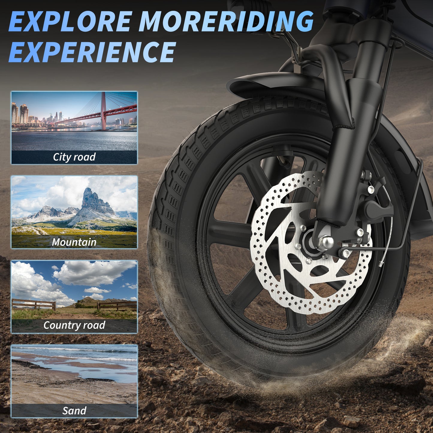 Foldable Electric Bike for Adults and Teens,14 Inch Tire 500W Rear Wheel Drive Motor with 48V 15.6Ah Removable Lithium Battery Two Seats UL2849