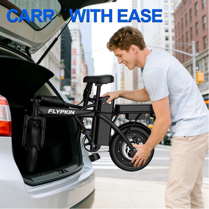 Electric Bike for Adults, 500W Motor, 20 MPH Max Speed Folding Ebike, 14" Electric Bicycles, Max 30 Miles Range (Pedal Assist Mode), Mini E Bikes