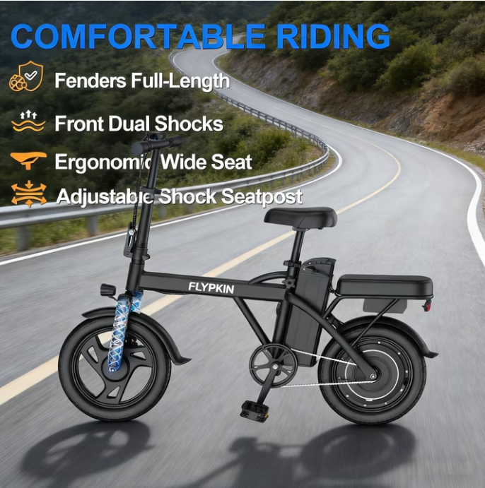 lectric Bike for Adults, 500W Motor, 20 MPH Max Speed Folding Ebike, 14" Electric Bicycles, Max 30 Miles Range (Pedal Assist Mode), Mini E Bikes