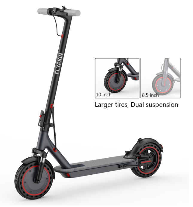 Adult Electric Scooter with 10" Tires & Dual Suspension – 500W Motor, 22 MPH Top Speed, Up to 22 Miles Range, Foldable Design, App Enabled