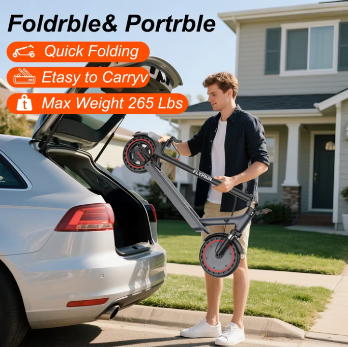 Adult Electric Scooter with 10" Tires & Dual Suspension – 500W Motor, 22 MPH Top Speed, Up to 22 Miles Range, Foldable Design, App Enabled