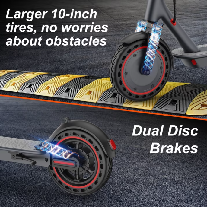 Adult Electric Scooter with 10" Tires & Dual Suspension – 500W Motor, 22 MPH Top Speed, Up to 22 Miles Range, Foldable Design, App Enabled