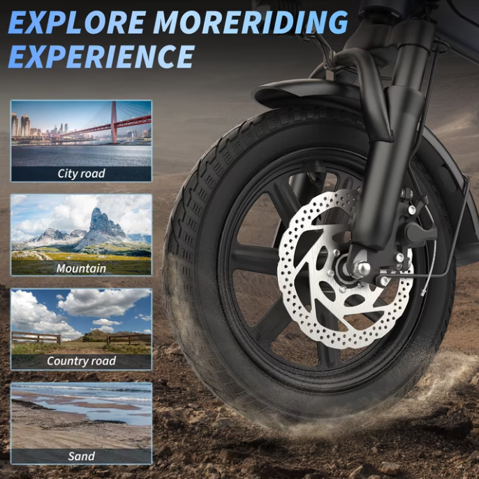Foldable Electric Bike for Adults and Teens,14 Inch Tire 500W Rear Wheel Drive Motor with 48V 15.6Ah Removable Lithium Battery Two Seats UL2849