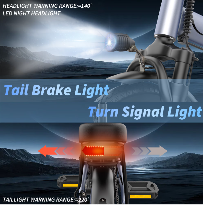 Foldable Electric Bike for Adults and Teens,14 Inch Tire 500W Rear Wheel Drive Motor with 48V 15.6Ah Removable Lithium Battery Two Seats UL2849