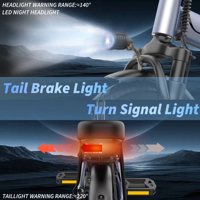 Foldable Electric Bike for Adults and Teens,14 Inch Tire 500W Rear Wheel Drive Motor with 48V 10.4Ah Removable Lithium Battery Two Seats UL2849