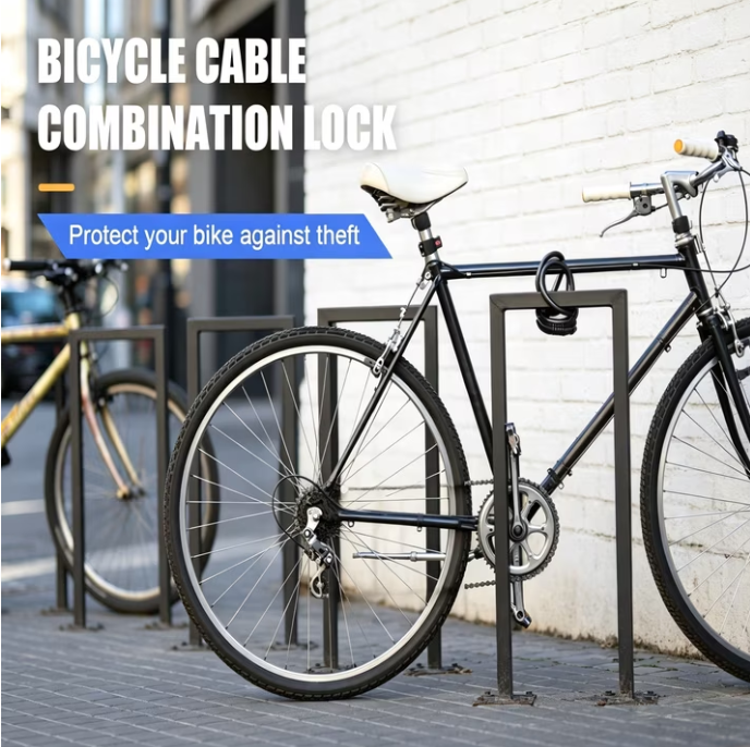 Resettable Electric Bike Cable Lock, 4-Foot Anti-Theft Security Lock for E-Bikes, Scooters & Motorcycles with Portable Mounting Bracket