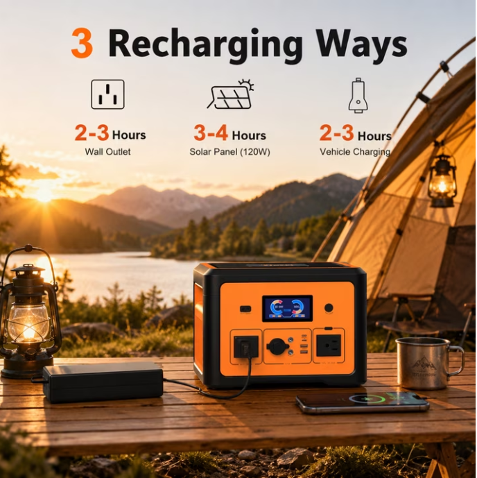 Tiexei PT01 Portable Power Station, 665.6Wh, 600W/1800W Pure Sine Wave, Bluetooth Speaker, UPS, Wireless Charger, Solar/AC/Car Charging for Home Emergency & Camping