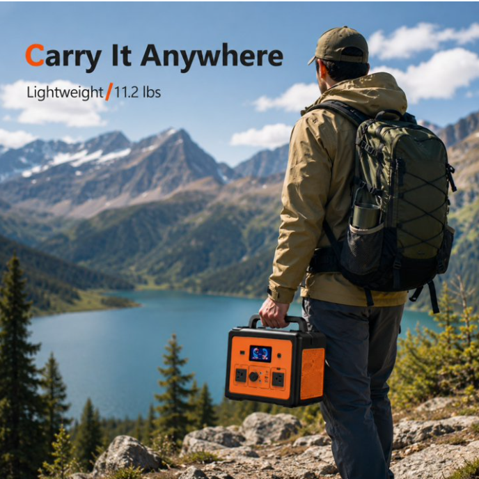 Tiexei PT01 Portable Power Station, 665.6Wh, 600W/1800W Pure Sine Wave, Bluetooth Speaker, UPS, Wireless Charger, Solar/AC/Car Charging for Home Emergency & Camping