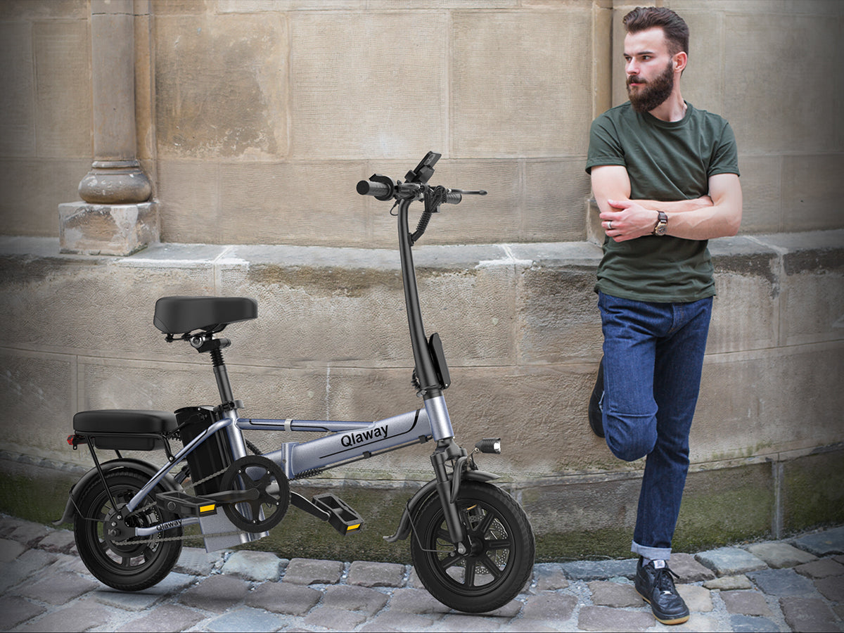 Foldable Electric Bike for Adults and Teens,14 Inch Tire 500W Rear Wheel Drive Motor with 48V 10.4Ah Removable Lithium Battery Two Seats UL2849