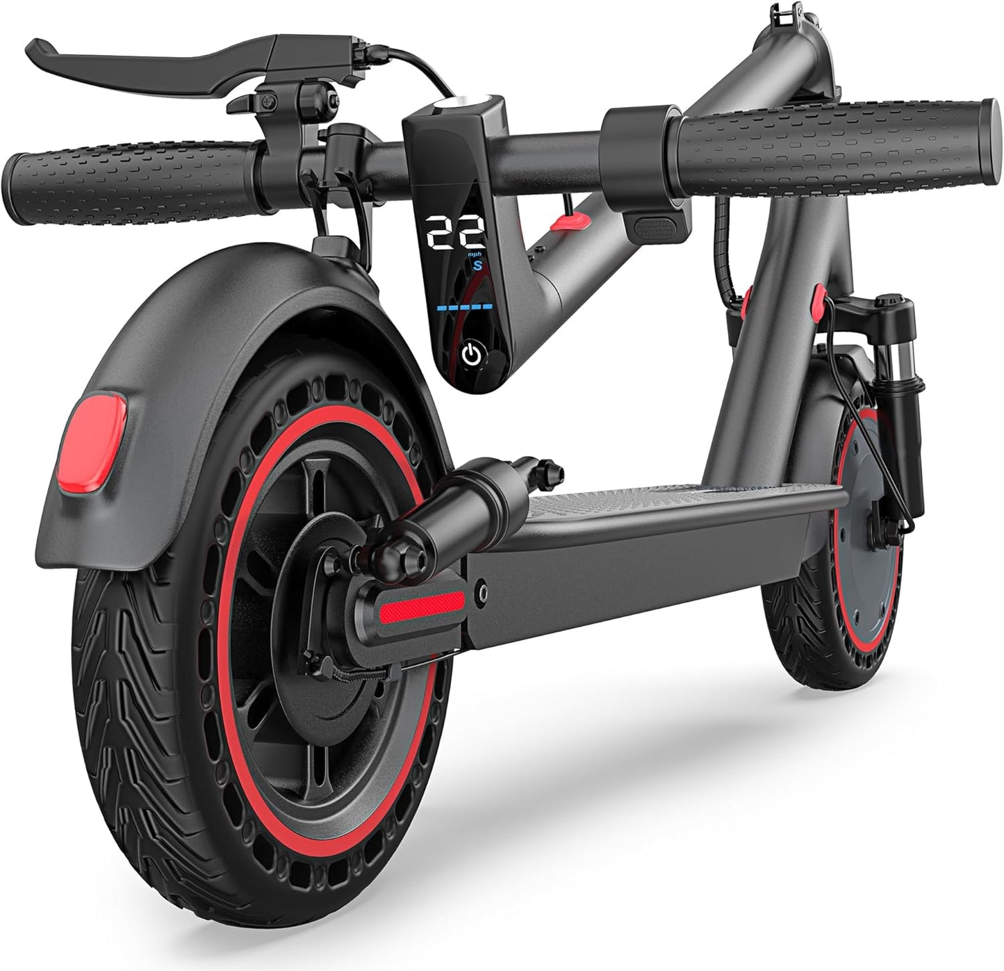 Adult Electric Scooter with 10" Tires & Dual Suspension – 500W Motor, 22 MPH Top Speed, Up to 22 Miles Range, Foldable Design, App Enabled