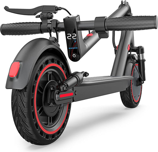 Adult Electric Scooter with 10" Tires & Dual Suspension – 500W Motor, 22 MPH Top Speed, Up to 22 Miles Range, Foldable Design, App Enabled